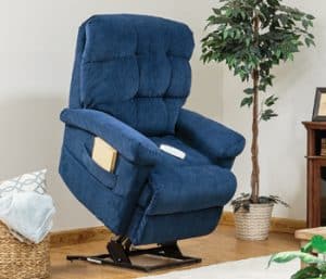 Blue power recliner in living room